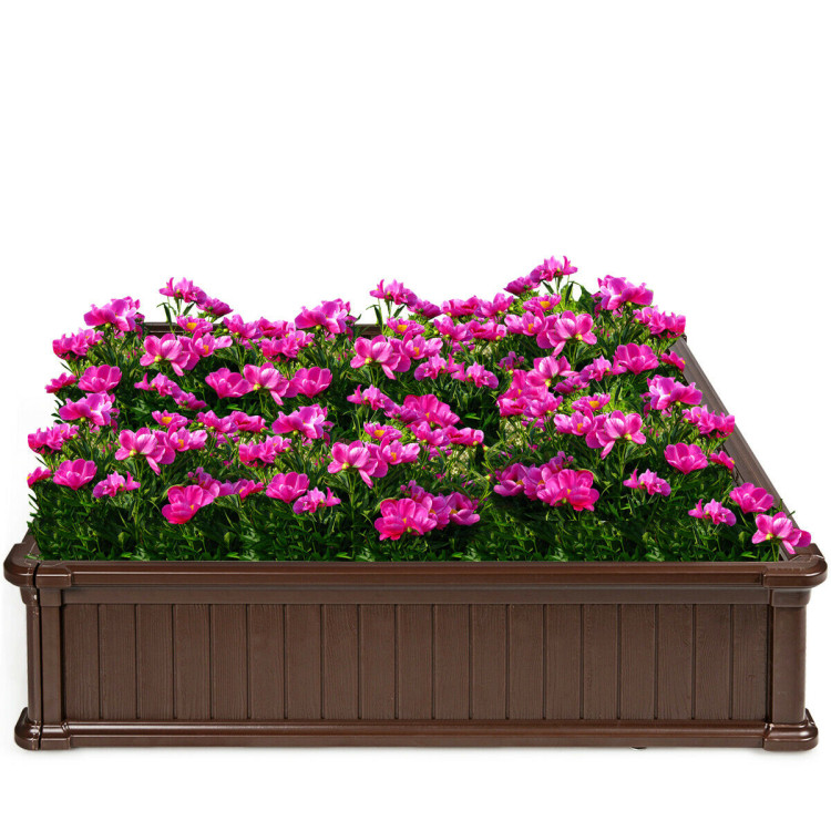 48 Inch Raised Garden Bed Planter for Flower Vegetables Patio-BrownCostway Gallery View 8 of 12