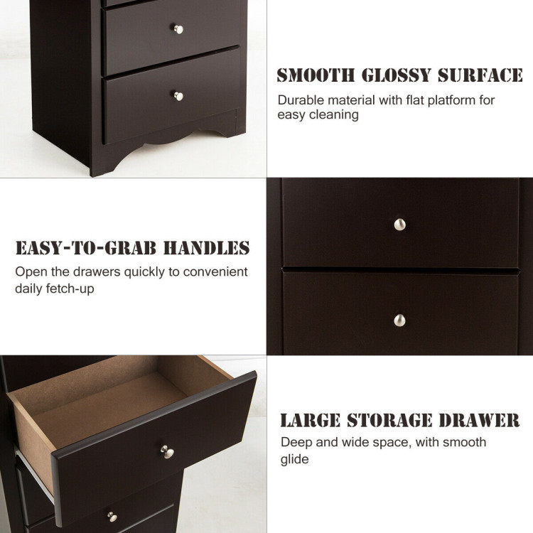 6 Drawers Chest Dresser Clothes Storage Bedroom Furniture Cabinet-BrownCostway Gallery View 5 of 12