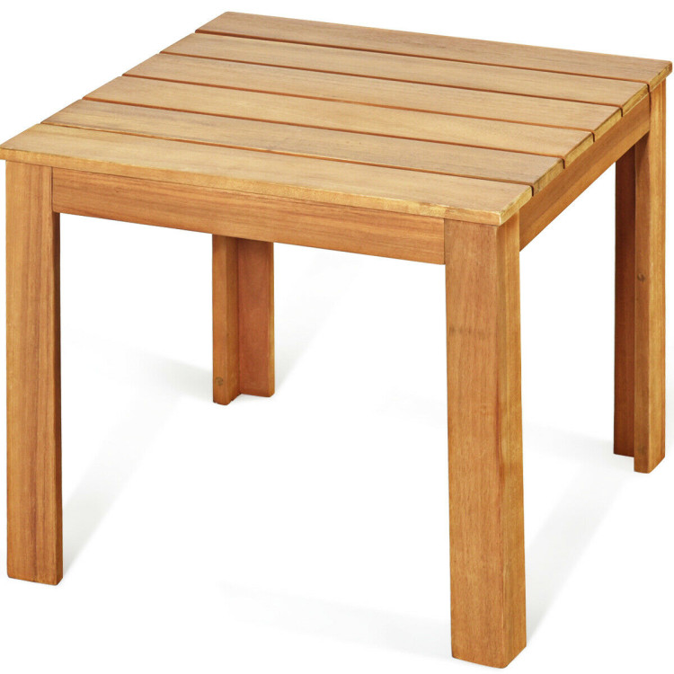 Wooden Square Patio Coffee Bistro Table-NaturalCostway Gallery View 8 of 12