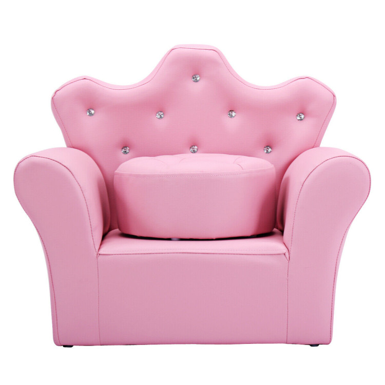 Pink Kids Sofa Armrest Couch with Ottoman-PinkCostway Gallery View 7 of 10