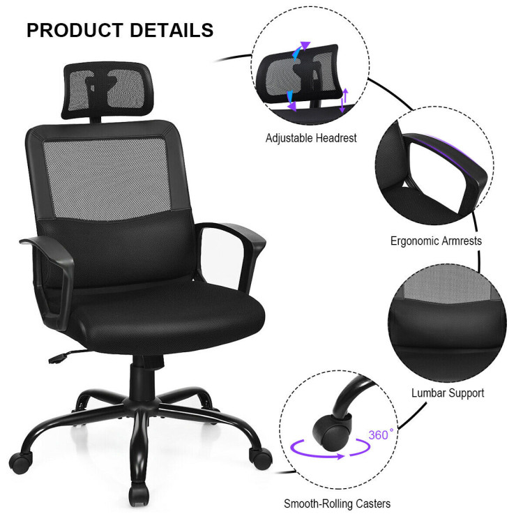 Mesh Office Chair High Back Ergonomic Swivel ChairCostway Gallery View 11 of 11