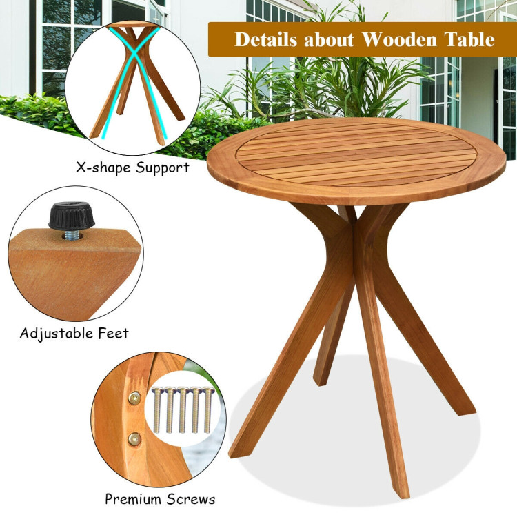 27 InchOutdoor Round Solid Wood Coffee Side Bistro TableCostway Gallery View 12 of 12
