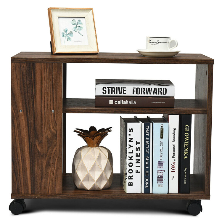 Multifunctional 3-Tier Side Table with Wheels and Large Storage ShelfCostway Gallery View 11 of 12