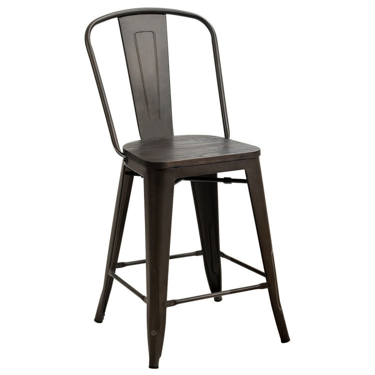 Set of 4 Industrial Metal Counter Stool Dining Chairs with Removable Backrests-GunCostway Gallery View 9 of 12