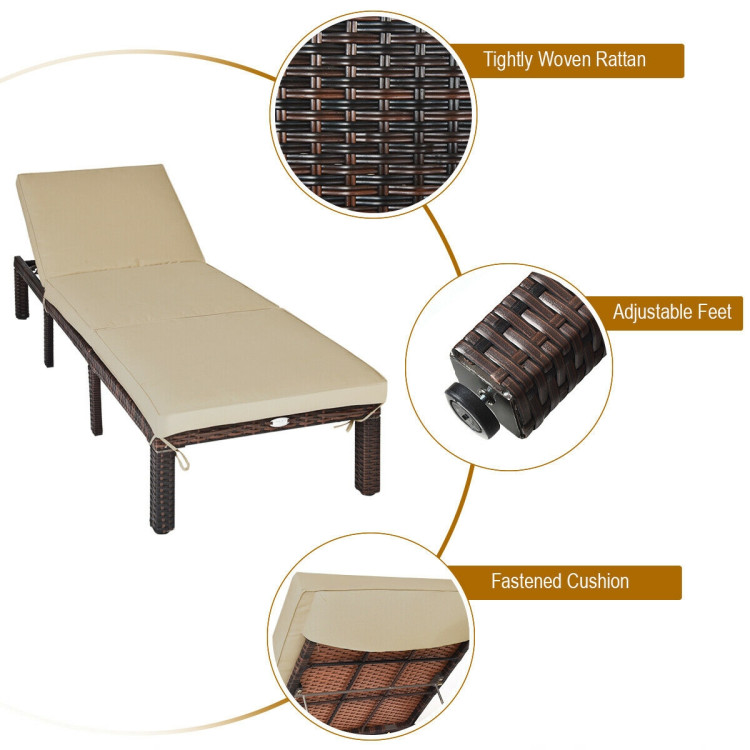 Outdoor Rattan Adjustable Cushioned ChaiseCostway Gallery View 12 of 12