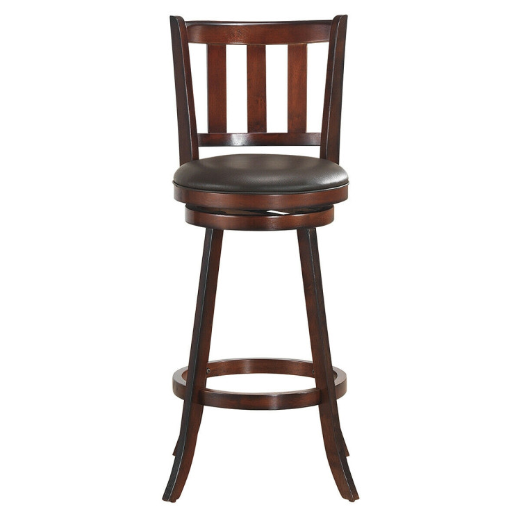 2 Pieces 360 Degree Swivel Wooden Counter Height Bar Stool Set with Cushioned Seat-31 inchesCostway Gallery View 9 of 10