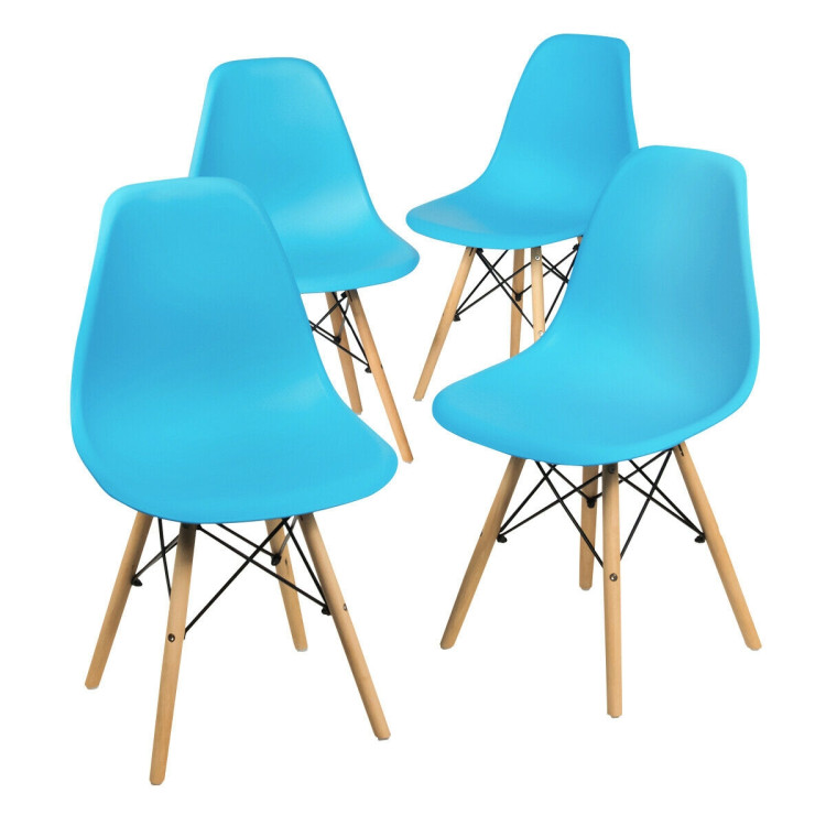 4 Pieces Modern Armless Dining Chair Set with Wood Legs-BlueCostway Gallery View 7 of 12