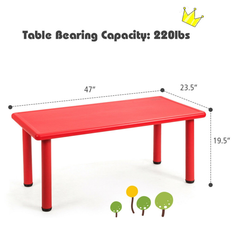 Kids Plastic Rectangular Learn and Play Table-RedCostway Gallery View 6 of 12