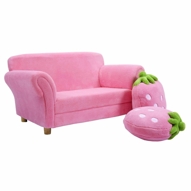 BL/PI Kids Strawberry Armrest Chair Sofa-PinkCostway Gallery View 6 of 12