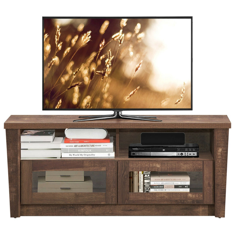 Wooden TV Stand with 2 Open Shelves and 2 Door CabinetsCostway Gallery View 10 of 12