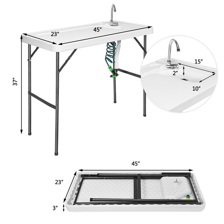 Folding Cleaning Sink Faucet Cutting Camping Table with SprayerCostway Gallery View 4 of 19