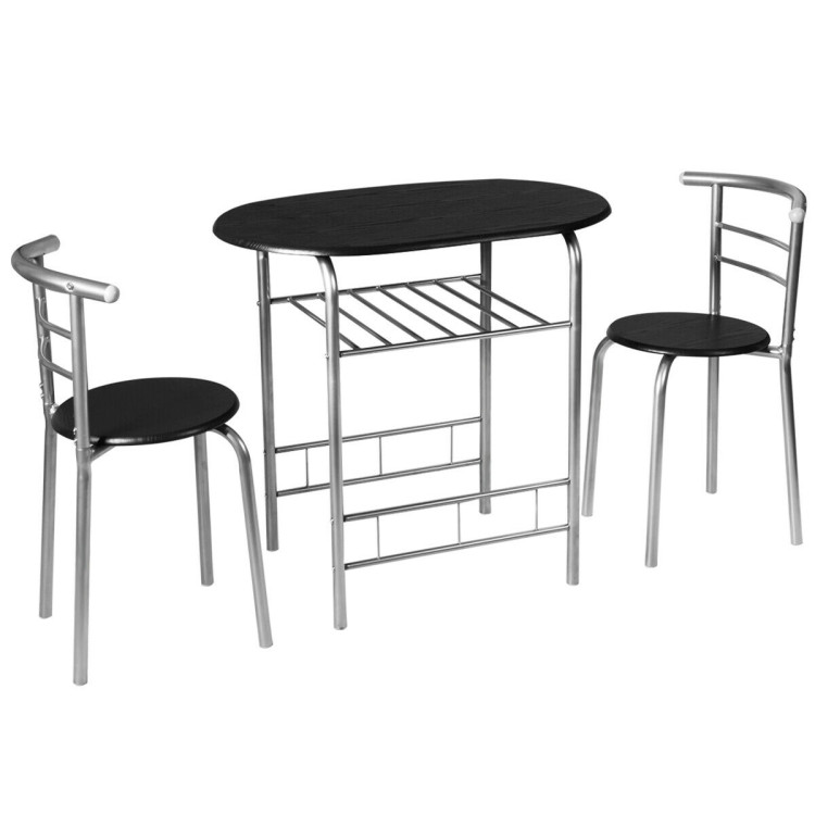 3 pcs Home Kitchen Bistro Pub Dining Table 2 Chairs Set- SilverCostway Gallery View 5 of 14