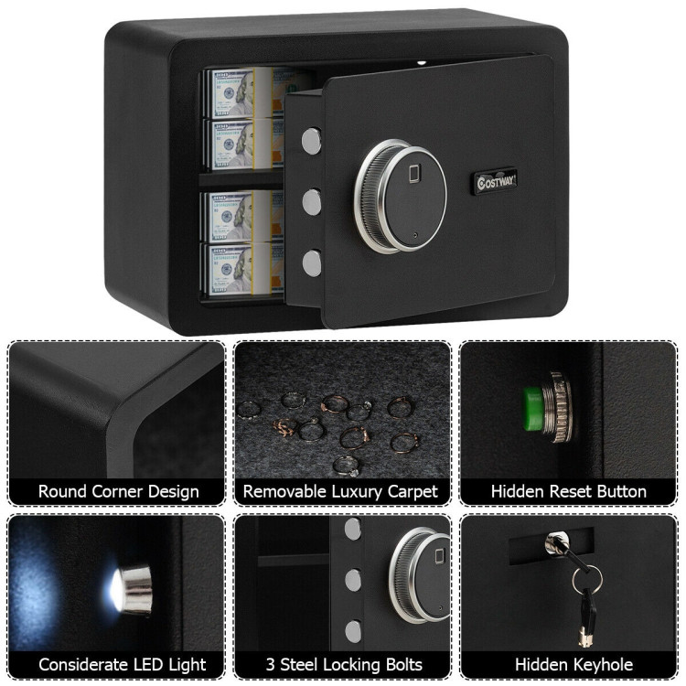 2-Layer Security Safe Deposit Box with Inner LED LightCostway Gallery View 11 of 12