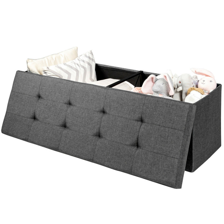 Fabric Folding Storage with Divider Bed End Bench-Dark GrayCostway Gallery View 7 of 11