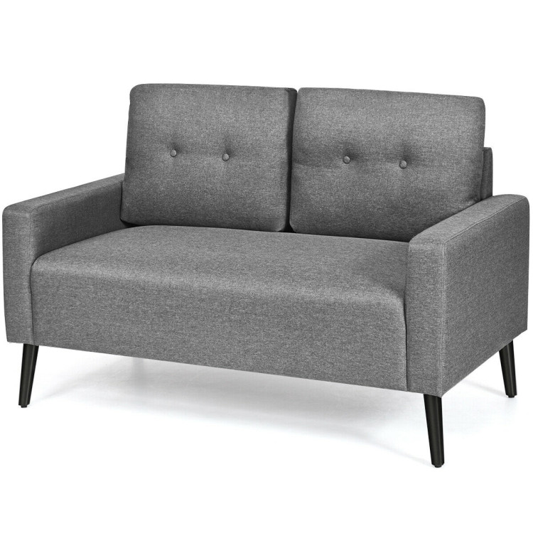 55 Inch Modern Loveseat Sofa with Cloth Cushion-GrayCostway Gallery View 8 of 10