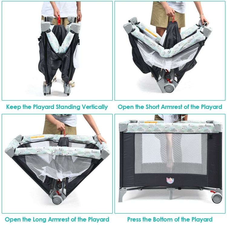 Portable Baby Playard Playpen Nursery Center with Changing StationCostway Gallery View 12 of 13