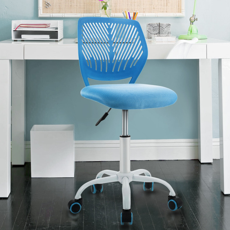 Adjustable Office Task Desk Armless Chair-BlueCostway Gallery View 6 of 20
