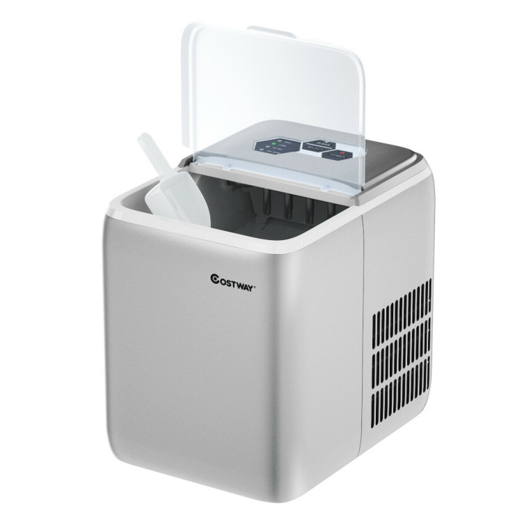 44 lbs Portable Countertop Ice Maker Machine with Scoop-SilverCostway Gallery View 8 of 11
