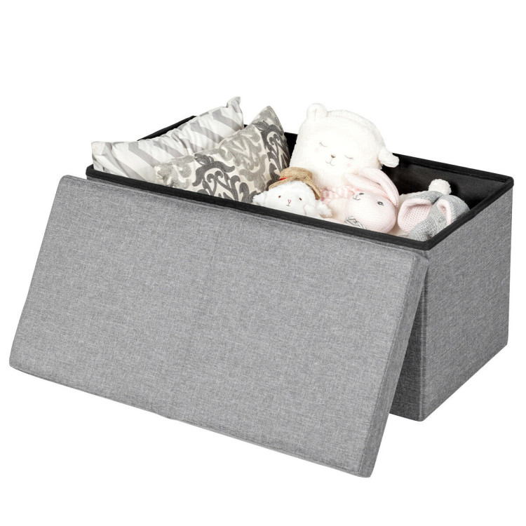 30 Inch Folding Storage Ottoman with Lift Top-Light GrayCostway Gallery View 8 of 12