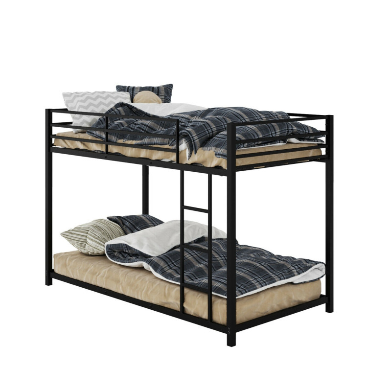 Metal Bunk Bed Frame Twin Over Twin with Safety Guard Rails and Side Ladder - Gallery View 4 of 13