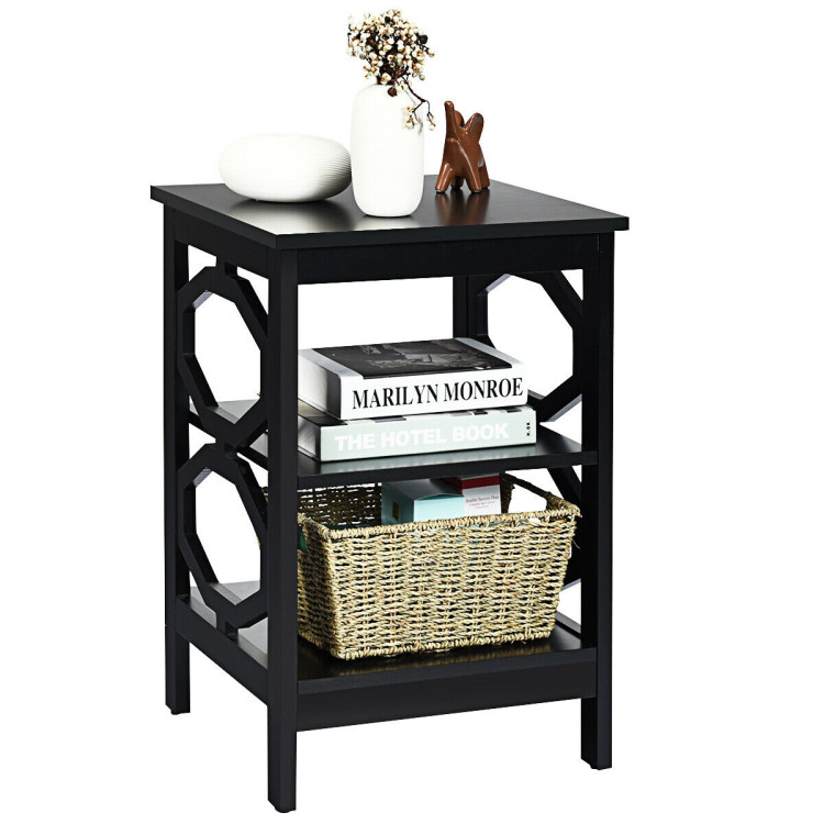 3-tier Nightstand Sofa Side End Accent Table-BlackCostway Gallery View 9 of 12