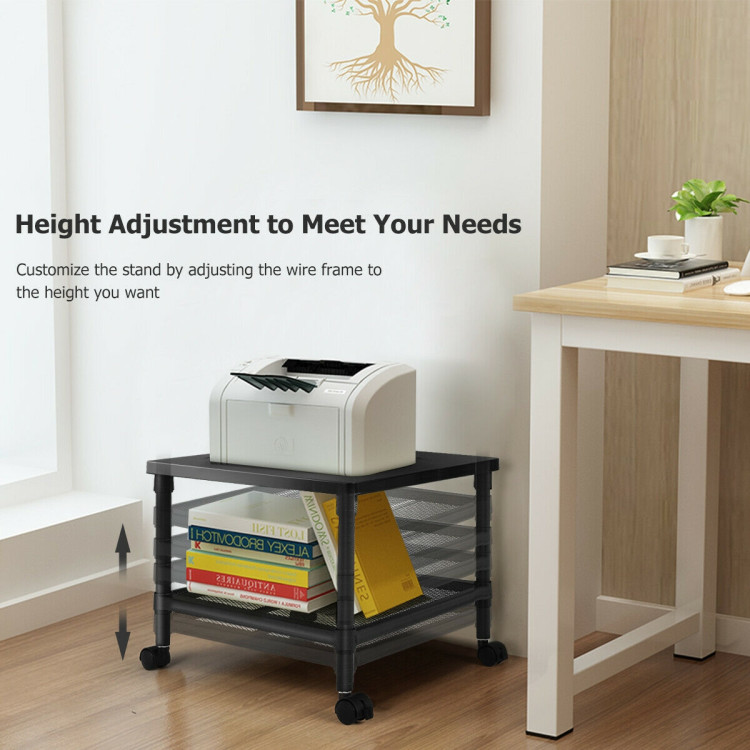 2-Tier Printer Stand with Ample Storage Space and Smooth WheelsCostway Gallery View 6 of 13