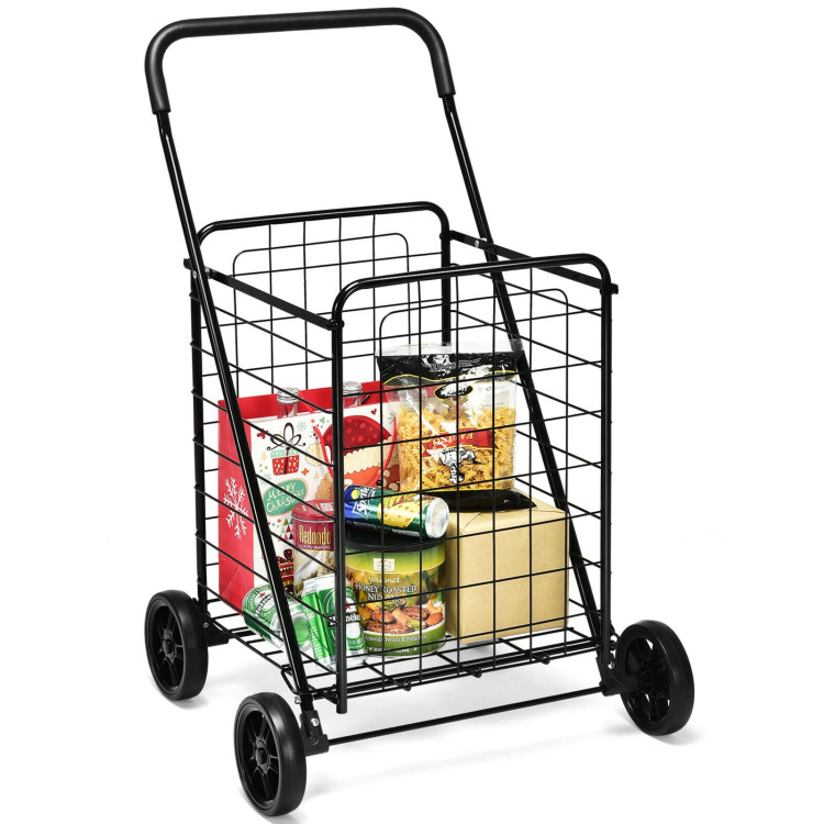 Portable Folding Shopping Cart Utility for Grocery Laundry-BlackCostway Gallery View 1 of 12