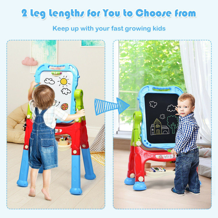 Height Adjustable Kids Art Easel Magnetic Double Sided Board-BlueCostway Gallery View 9 of 12