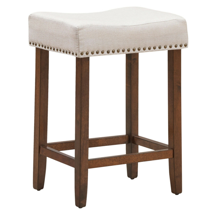 Set of 2 Nailhead Saddle Bar Stools 24 Inch HeightCostway Gallery View 9 of 10
