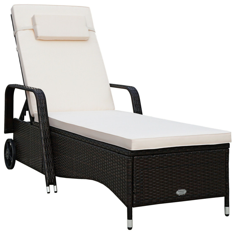 Outdoor Recliner Cushioned Chaise Lounge with Adjustable BackrestCostway Gallery View 1 of 11
