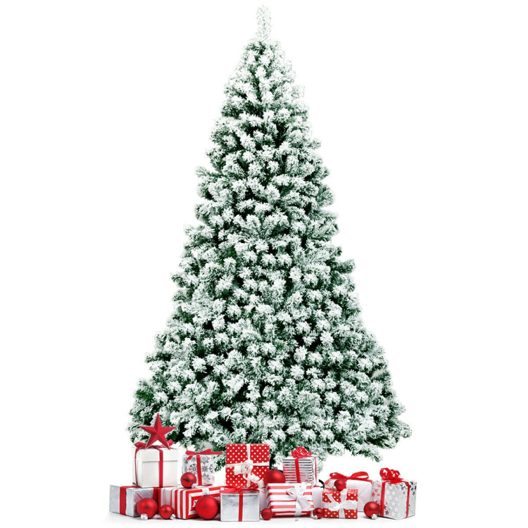 7.5 Feet Pre-Lit Premium Snow Flocked Hinged Artificial Christmas Tree with 550 LightsCostway Gallery View 8 of 11