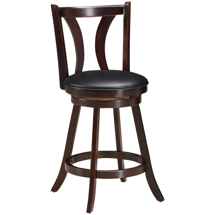 Set of 2 Swivel Bar stool 24 Inch Counter Height Leather Padded Dining Kitchen Chair-24 InchCostway Gallery View 8 of 11