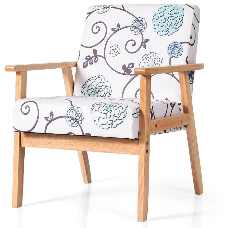 Modern Accent Armchair Fabric Lounge Chair with Rubber Wood Leg-WhiteCostway Gallery View 7 of 12