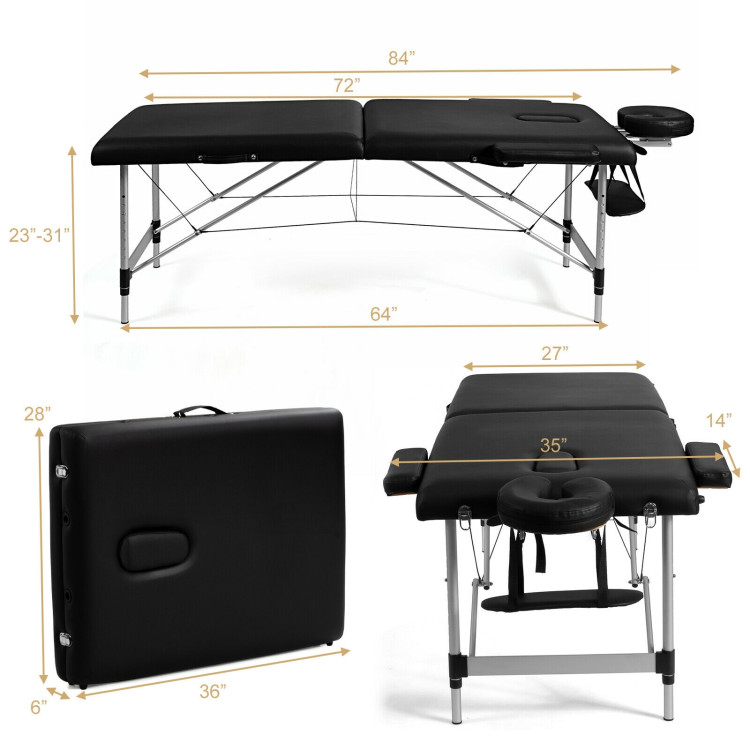 84 Inch L Portable Adjustable Massage Bed with Carry Case for Facial Salon Spa -BlackCostway Gallery View 5 of 12