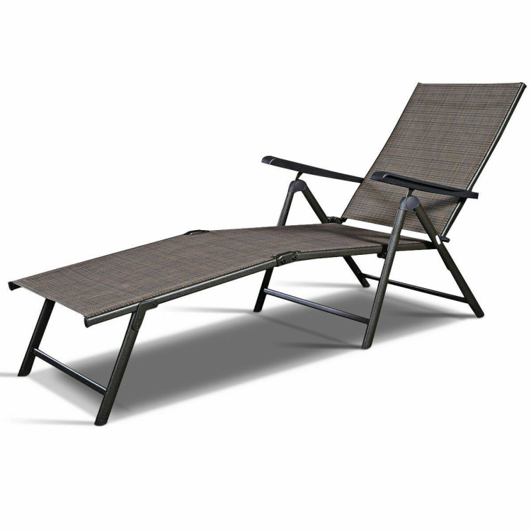 Set of 2 Adjustable Chaise Lounge Chair with 5 Reclining PositionsCostway Gallery View 9 of 12