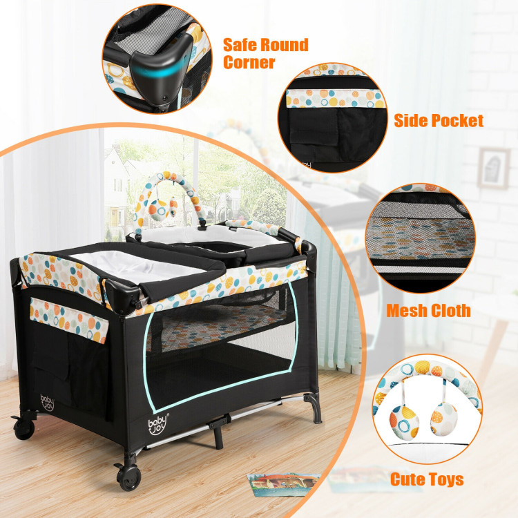 4-in-1 Convertible Portable Baby Playard with Changing Station-BlueCostway Gallery View 11 of 11