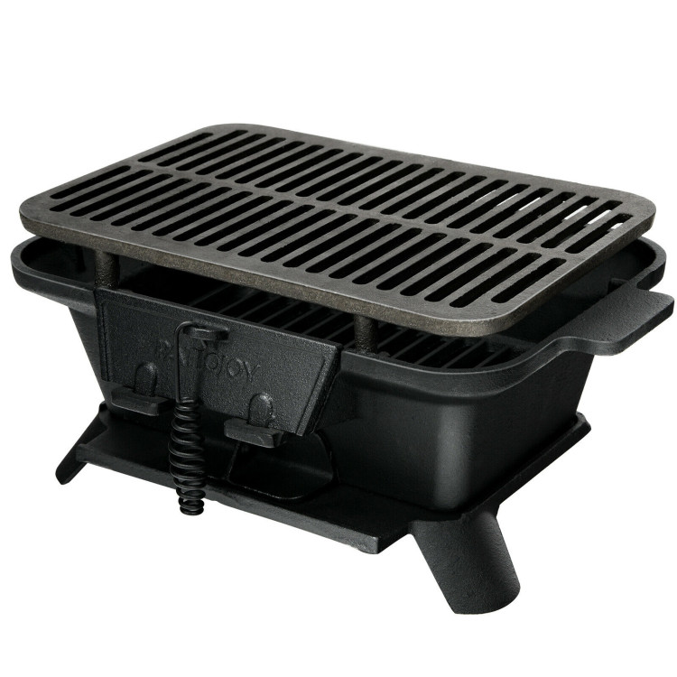 Heavy Duty Cast Iron Tabletop BBQ Grill Stove for Camping PicnicCostway Gallery View 9 of 12