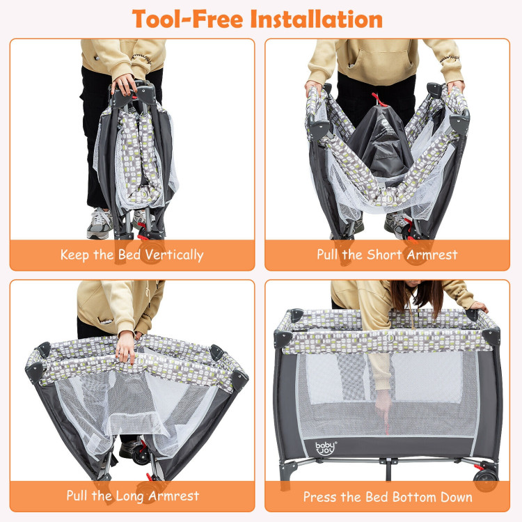 4-in-1 Portable Baby Playard with Changing Station and NetCostway Gallery View 5 of 17