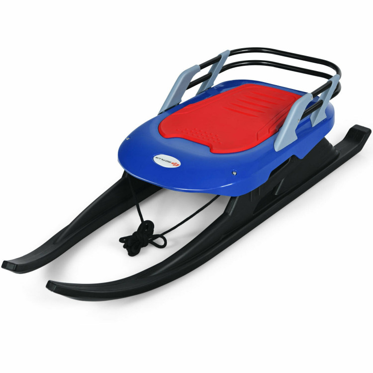 Folding Kids' Metal Snow Sled with Pull Rope Snow Slider and Leather SeatCostway Gallery View 4 of 10