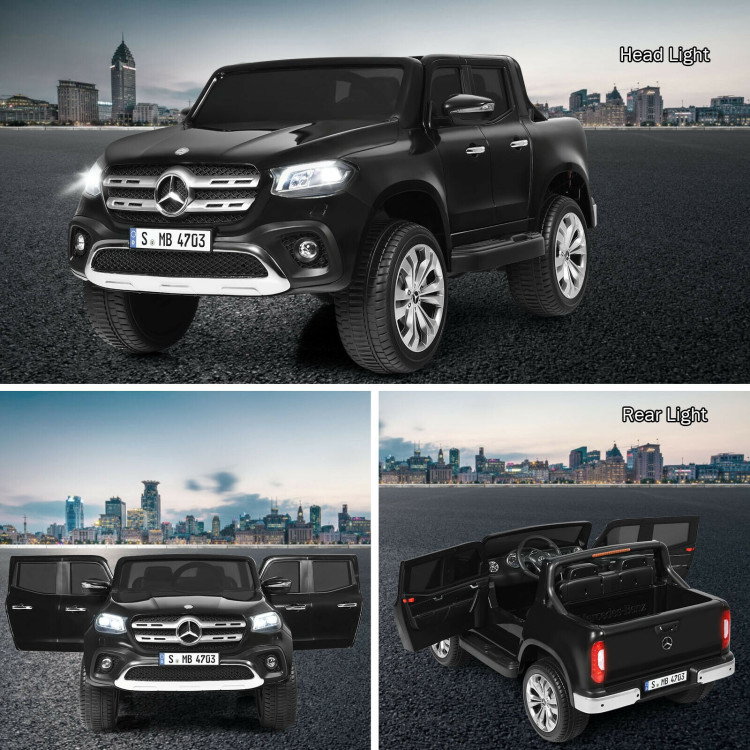 12V 2-Seater Kids Ride On Car Licensed Mercedes Benz X Class RC with Trunk-BlackCostway Gallery View 11 of 13