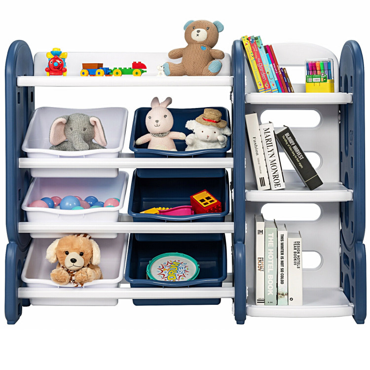 Kids Toy Storage Organizer with Bins and Multi-Layer Shelf for Bedroom Playroom -BlueCostway Gallery View 8 of 12