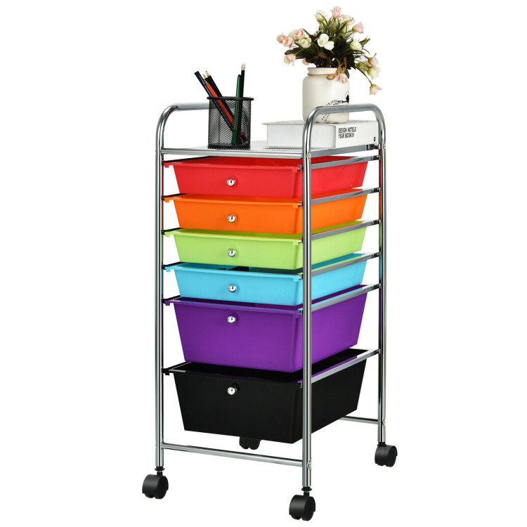 6 Drawers Rolling Storage Cart Organizer-MulticolorCostway Gallery View 4 of 13