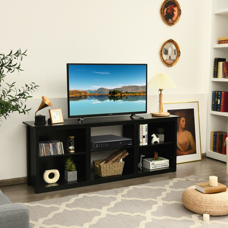 2-Tier Entertainment Media Console TV Stand-BlackCostway Gallery View 6 of 10