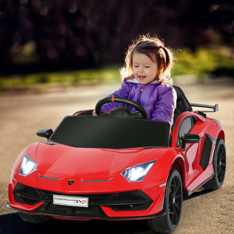 12V Licensed Lamborghini SVJ RC Kids Ride On Car with Trunk and Music-RedCostway Gallery View 7 of 12