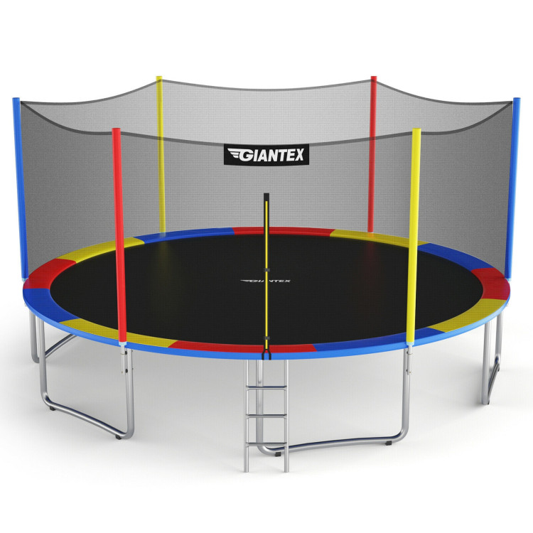 14 Feet Trampoline with Safety Enclosure Net and Ladder Outdoor for Kids AdultsCostway Gallery View 9 of 12