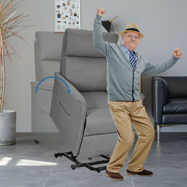 Power Lift Massage Recliner Chair for Elderly with Heavy Padded Cushion-GrayCostway Gallery View 2 of 12