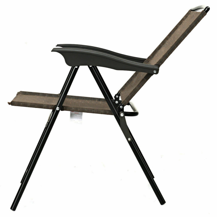 2 Pieces Folding Sling Chairs with Steel Armrests and Adjustable Back for PatioCostway Gallery View 11 of 11