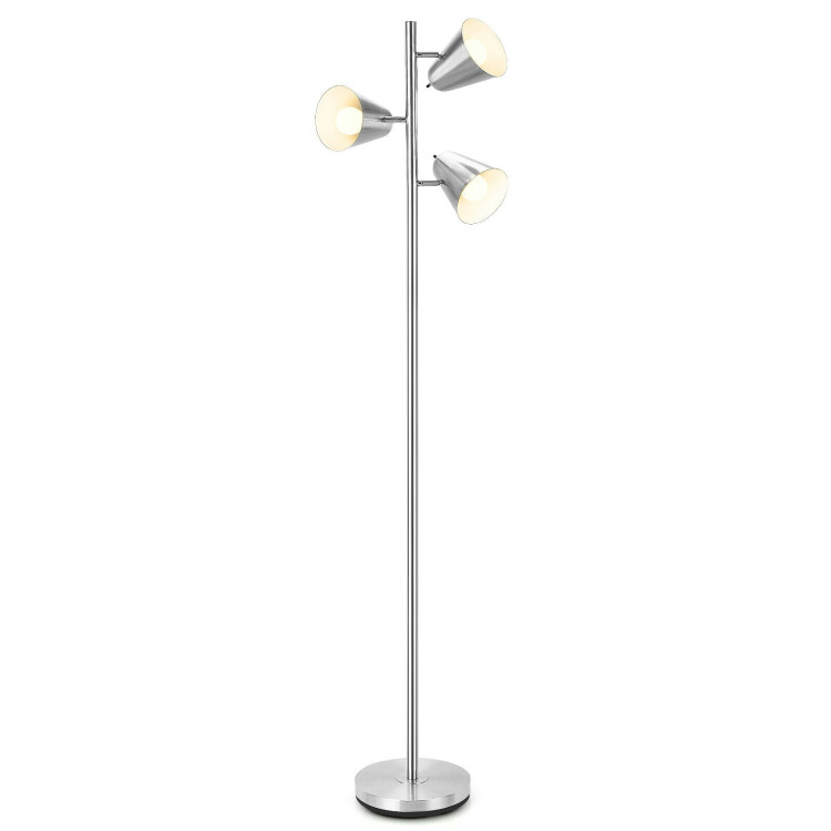 64 Inch 3-Light LED Floor Lamp Reading Light for Living Room Bedroom-SilverCostway Gallery View 3 of 11