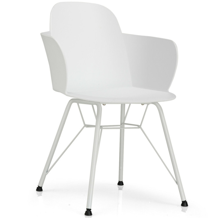 Set of 2 Metal Frame Modern Petal-Shape Plastic Dining Chairs-WhiteCostway Gallery View 9 of 12