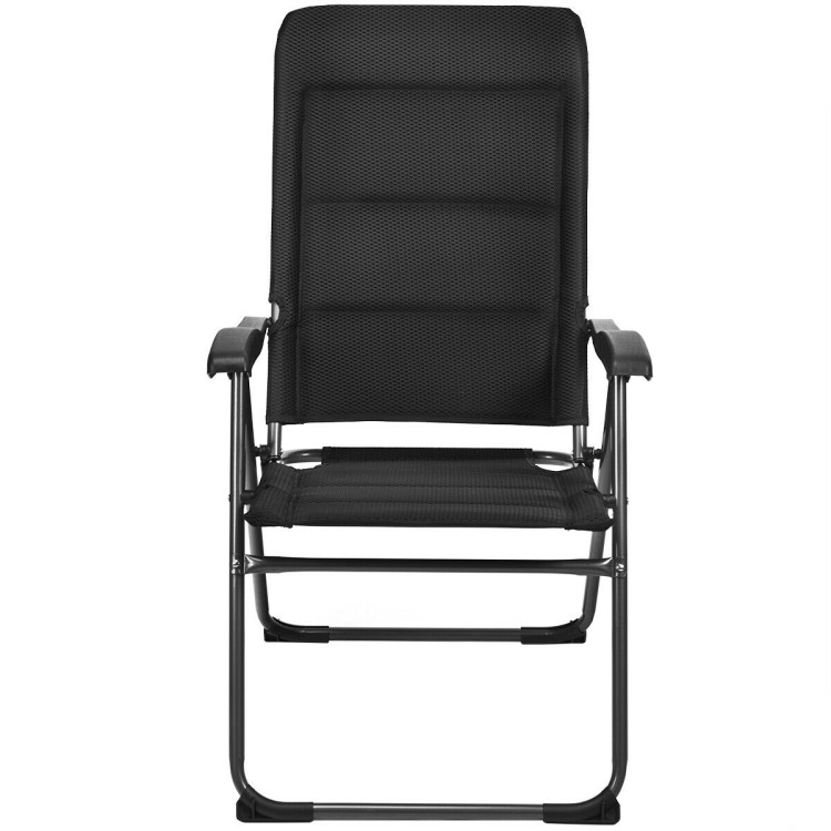 Set of 4 Patio Folding Chairs with Adjustable Backrest-BlackCostway Gallery View 4 of 12
